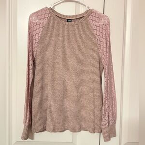 SHEIN Ribbed Knit Sweater in Soft Pink